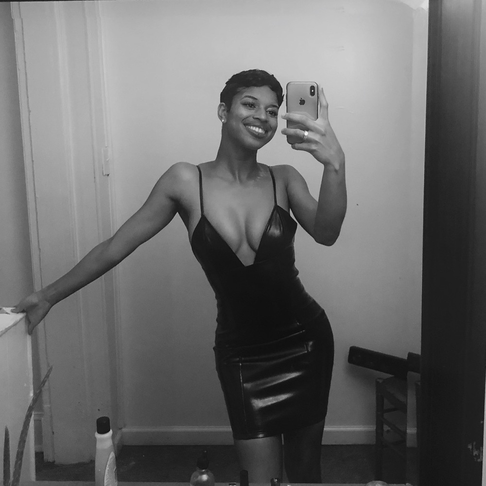 Faux Leather Little Black Dress